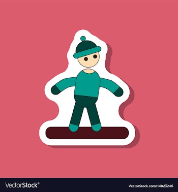 Paper sticker on stylish background snowboarder vector image