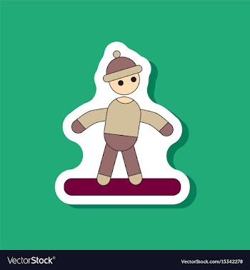 Paper sticker on stylish background snowboarder vector image