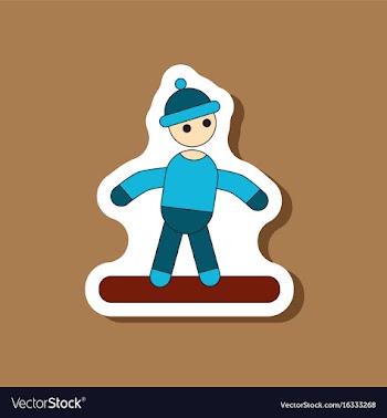 Paper sticker on stylish background snowboarder vector image