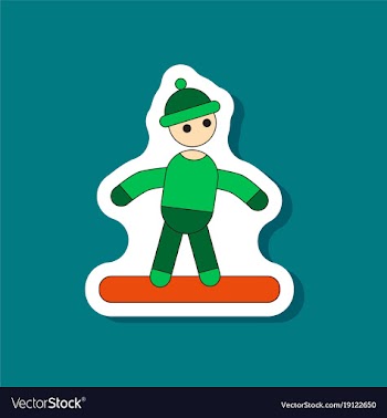 Paper sticker on stylish background snowboarder vector image
