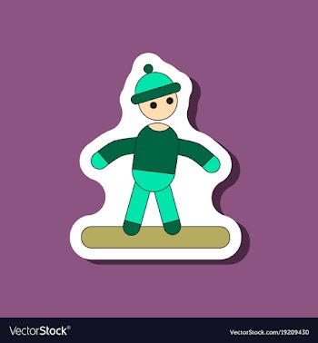 Paper sticker on stylish background snowboarder vector image
