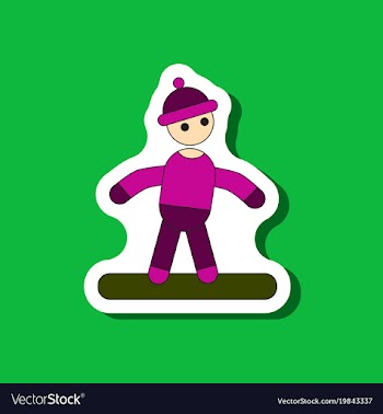 Paper sticker on stylish background snowboarder vector image