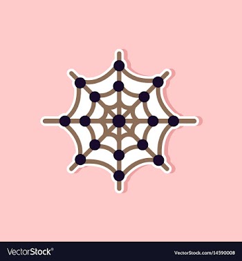 Paper sticker on stylish background spiders web vector image