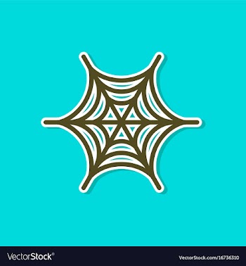 Paper sticker on stylish background spiders web vector image
