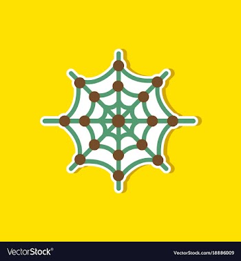 Paper sticker on stylish background spiders web vector image