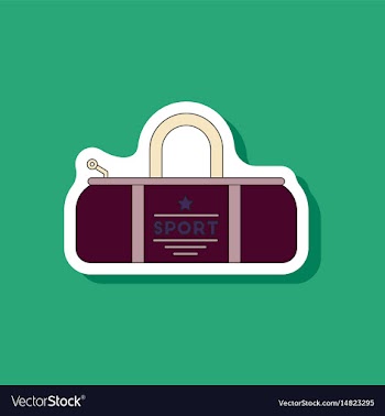 Paper sticker on stylish background sports bag vector image