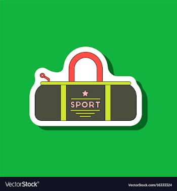 Paper sticker on stylish background sports bag vector image