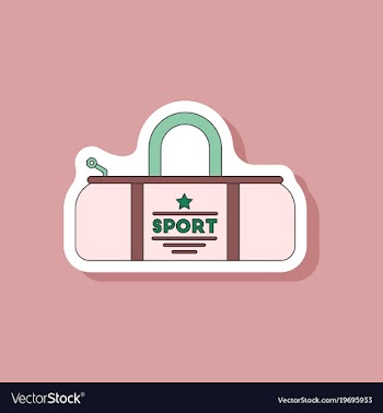 Paper sticker on stylish background sports bag vector image