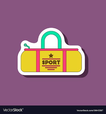 Paper sticker on stylish background sports bag vector image