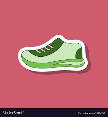 Paper sticker on stylish background sports shoes vector image