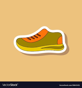 Paper sticker on stylish background sports shoes vector image