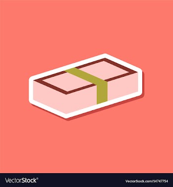 Paper sticker on stylish background stack of bills vector image