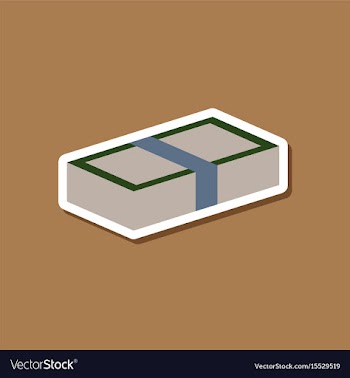 Paper sticker on stylish background stack of bills vector image