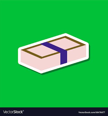 Paper sticker on stylish background stack of bills vector image