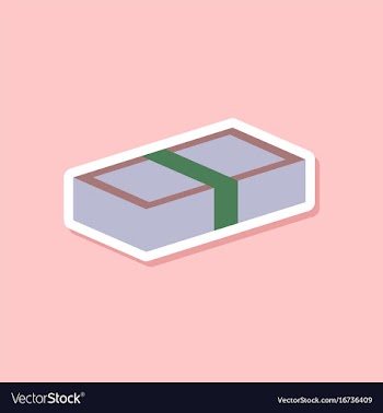 Paper sticker on stylish background stack of bills vector image