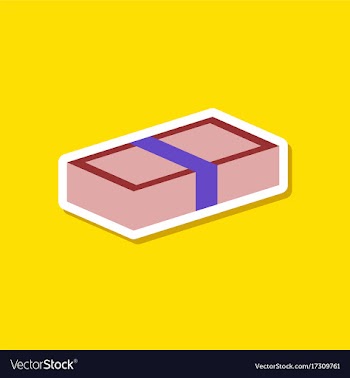 Paper sticker on stylish background stack of bills vector image