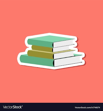 Paper sticker on stylish background stack of books vector image