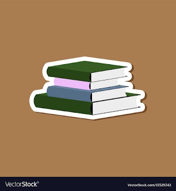 Paper sticker on stylish background stack of books vector image
