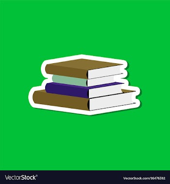 Paper sticker on stylish background stack of books vector image