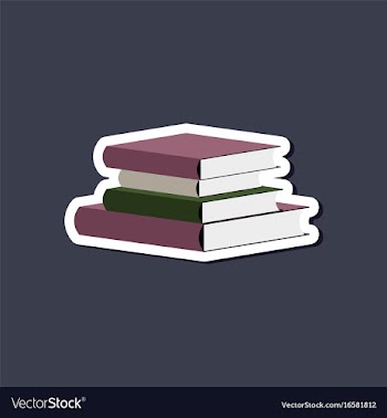 Paper sticker on stylish background stack of books vector image