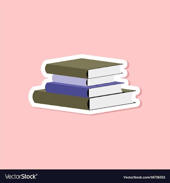 Paper sticker on stylish background stack of books vector image