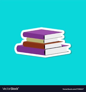 Paper sticker on stylish background stack of books vector image