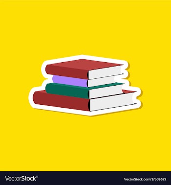 Paper sticker on stylish background stack of books vector image