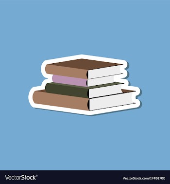 Paper sticker on stylish background stack of books vector image