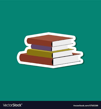 Paper sticker on stylish background stack of books vector image