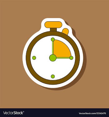 Paper sticker on stylish background stopwatch vector image