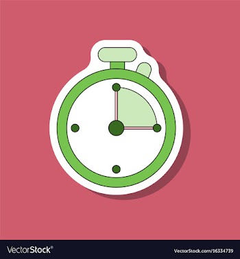 Paper sticker on stylish background stopwatch vector image