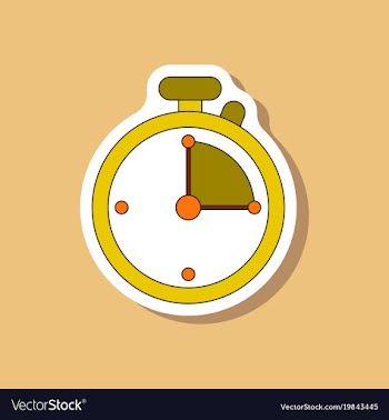 Paper sticker on stylish background stopwatch vector image