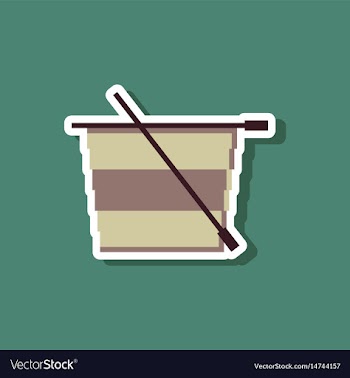 Paper sticker on stylish background style tea cup vector image