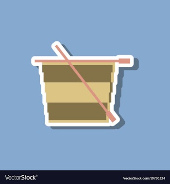 Paper sticker on stylish background style tea cup vector image
