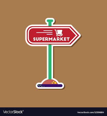 Paper sticker on stylish background supermarket vector image
