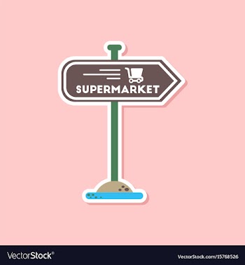 Paper sticker on stylish background supermarket vector image