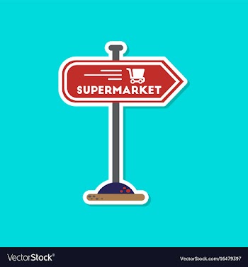 Paper sticker on stylish background supermarket vector image