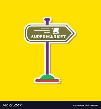Paper sticker on stylish background supermarket vector image