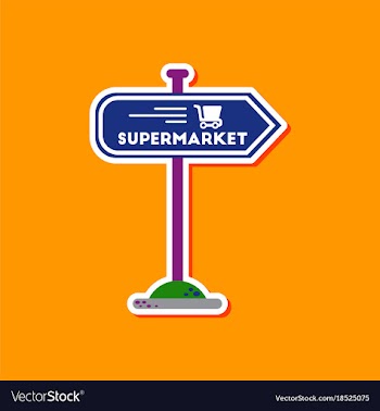 Paper sticker on stylish background supermarket vector image