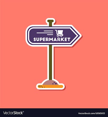 Paper sticker on stylish background supermarket vector image