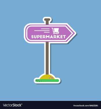 Paper sticker on stylish background supermarket vector image