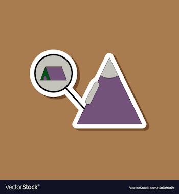 Paper sticker on stylish background tent tourists vector image