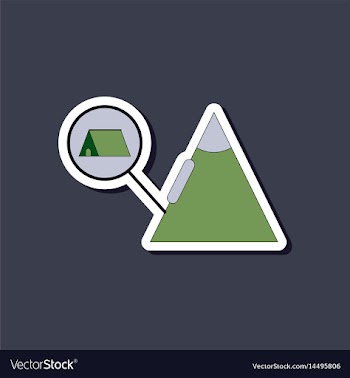 Paper sticker on stylish background tent tourists vector image