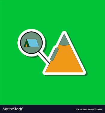 Paper sticker on stylish background tent tourists vector image