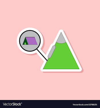 Paper sticker on stylish background tent tourists vector image