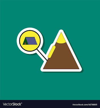 Paper sticker on stylish background tent tourists vector image