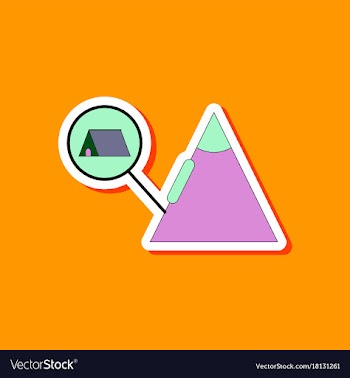 Paper sticker on stylish background tent tourists vector image