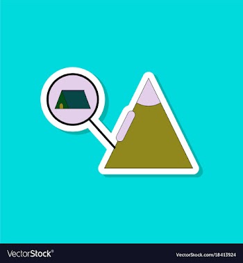 Paper sticker on stylish background tent tourists vector image