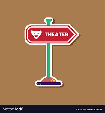 Paper sticker on stylish background theater sign vector image