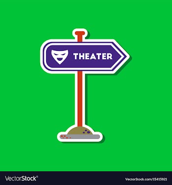 Paper sticker on stylish background theater sign vector image
